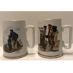 Norman Rockwell Vintage 1985 Mug Set Of 2 Nautical
